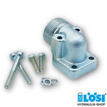 Angled flange 90°, PCD 40mm on 28L pipe, 4-hole