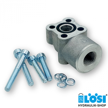 Angled flange 90°, G3/8'', PCD 30mm, 4-hole
