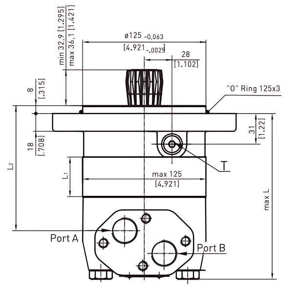 EPMT-S 315 T Hydraulic Motor Short with Speed Sensor Shaft