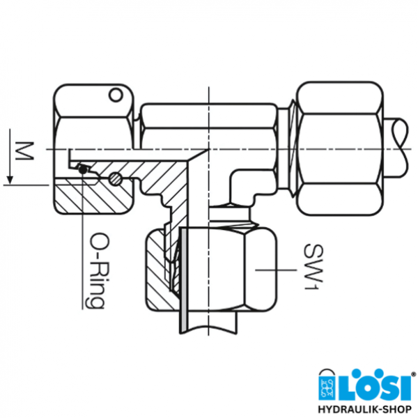 Adjustable L-screw connection 6L, metric