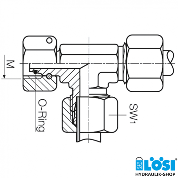 Einstellbare L-Verschraubung 10L, metrisch