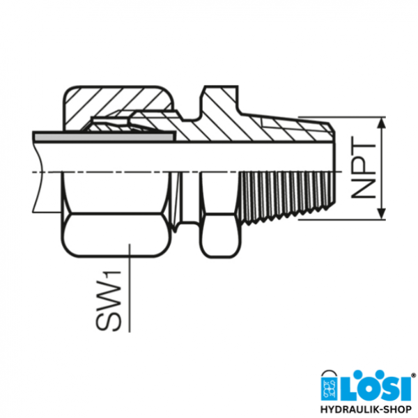 Straight screw-in connector 18L, 1/2’ NPT