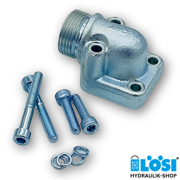 Angled flange 90°, PCD 40mm on 22L pipe, 4-hole