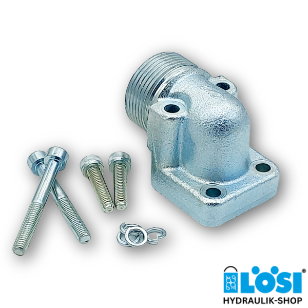 Angled flange 90°, PCD 40mm on 28L pipe, 4-hole