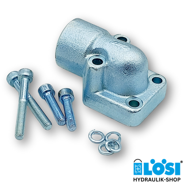 Angled flange 90°, PCD 30mm, G1/2", 4-hole