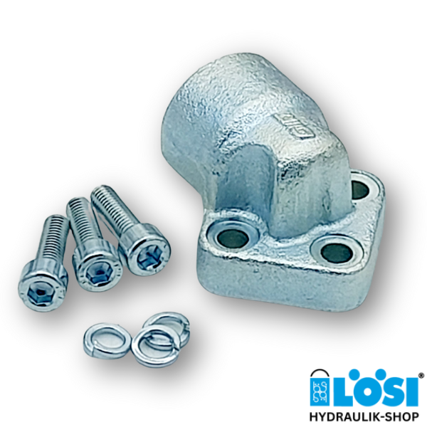 Angled flange 90°, G3/4'', PCD 40mm, 3-hole
