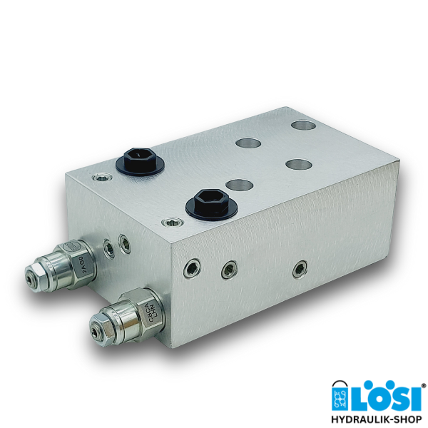 Lowering Brake Valve Block, Aluminum, 60 l/min, SUN Cartridges 
